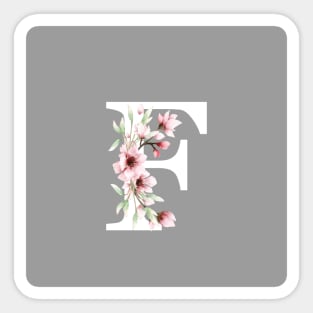 Letter F Monogram With Cherry Blossoms Sticker